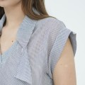 SIXDO G-Blue Stripe Raw Blouse